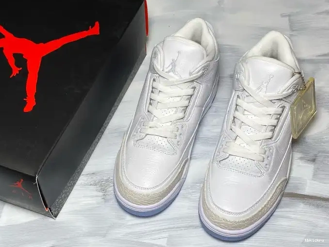 Rep TBkick White Retro Triple Jordan 3 Air 136064-111 0420